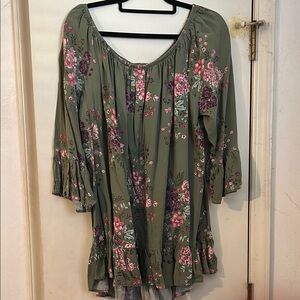 Floral Green Women's Top